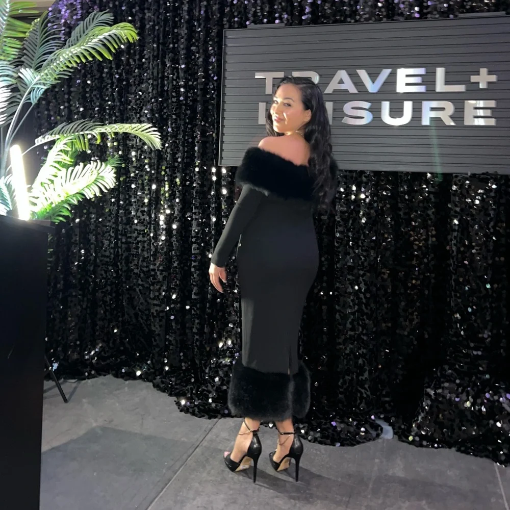 Black midi elegant dress - Picture 4 of 5